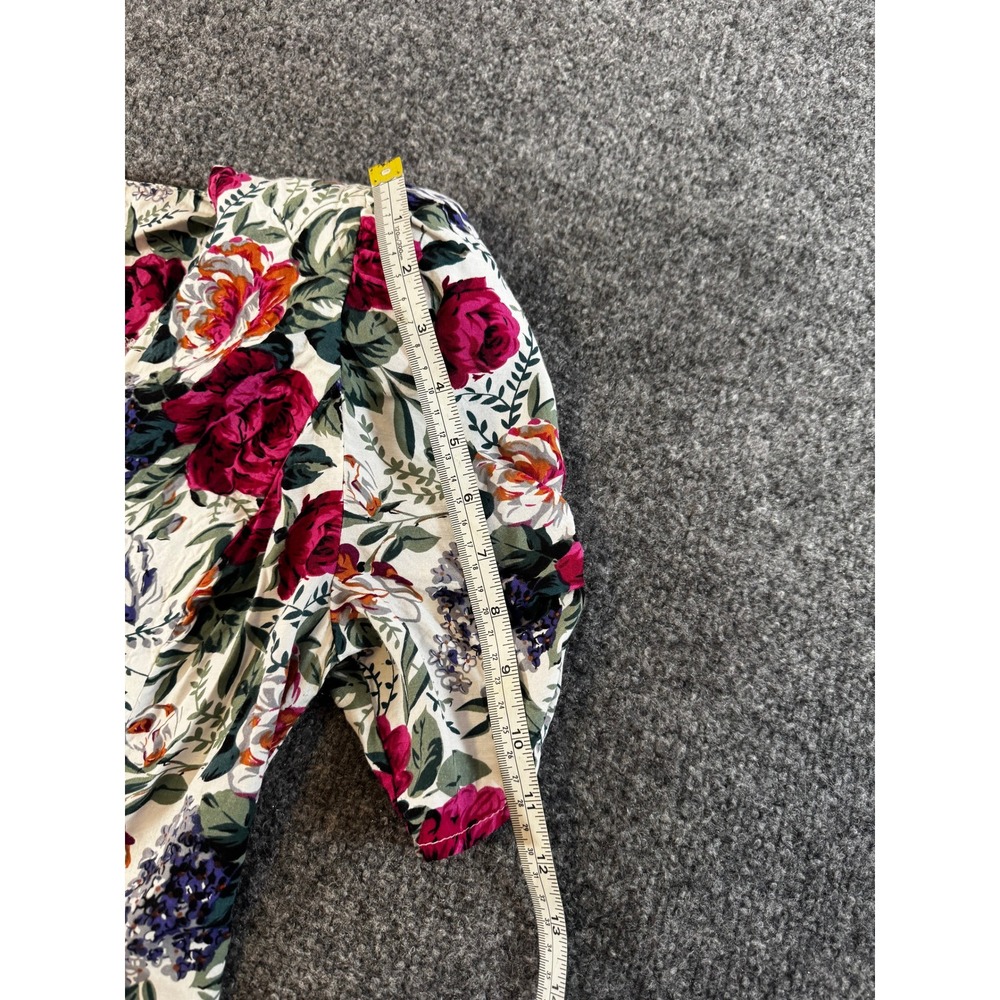 All that Jazz Floral Button Front Mini Dress Puff Sleeve White Red 80 SZ 7/8 - Picture 5 of 13